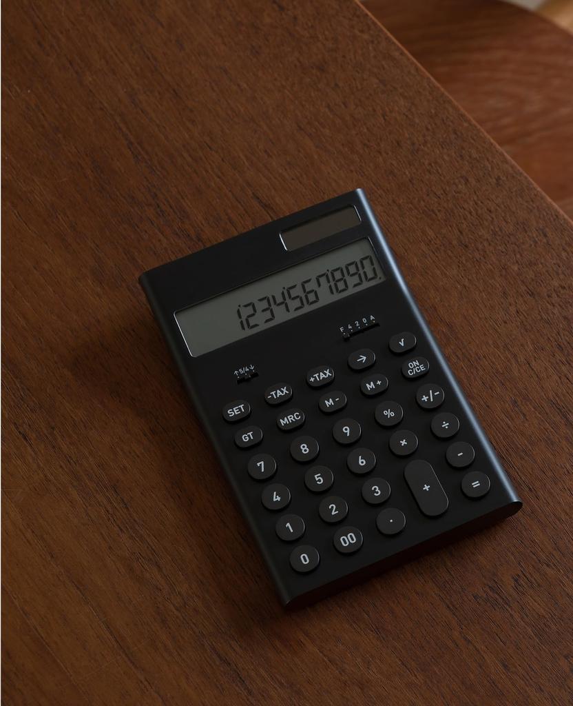 Plus Minus Zero M for business and retail easy tax stylish design ±0 Calculator, (Black), 12-digit display, use, conversion, all-black