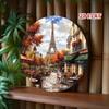 Paris Eiffel Tower Metal Wall Art Frameless Autumn Bohemian Decor for Home Cafe