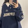 2025 Loose American Retro Trend Polo Collar Long Sleeve Pullover Sweatshirt