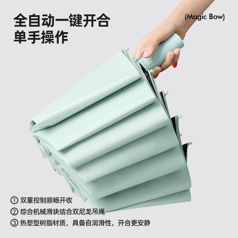 New 12-bone Three-fold Automatic Folding Umbrella Silicone Belt Men's Umbrella Simple Plain Umbrella Plus