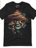 Men'S Black Streetwear T-Shirt Featuring a Neon Green And Pink Mushroom Design