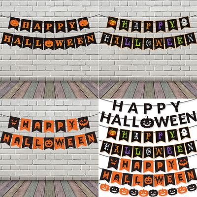 Halloween Banner Happy Halloween Banner mit Kürbis-Schildern Halloween Party Dekorationen Hängende Partyzubehör Geschenk