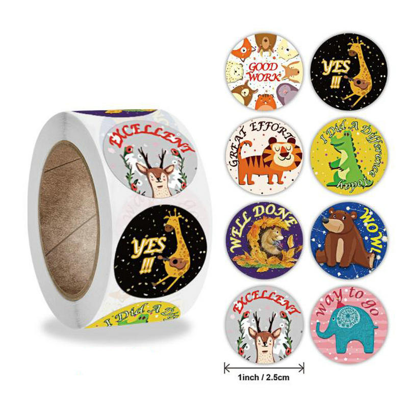 Wholesale New Kids' Motivational Stickers Cute Animal Reward Sticker Friendly Campus Office Classification Self-Adhesive Labe