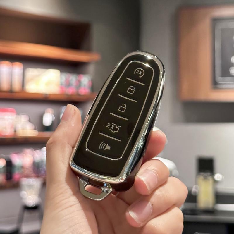 Key Fob Cover with Keyring Keychain Lanyard for Ford Edge Focus Flex Explorer Taurus Lincoln MKS MKT MKX