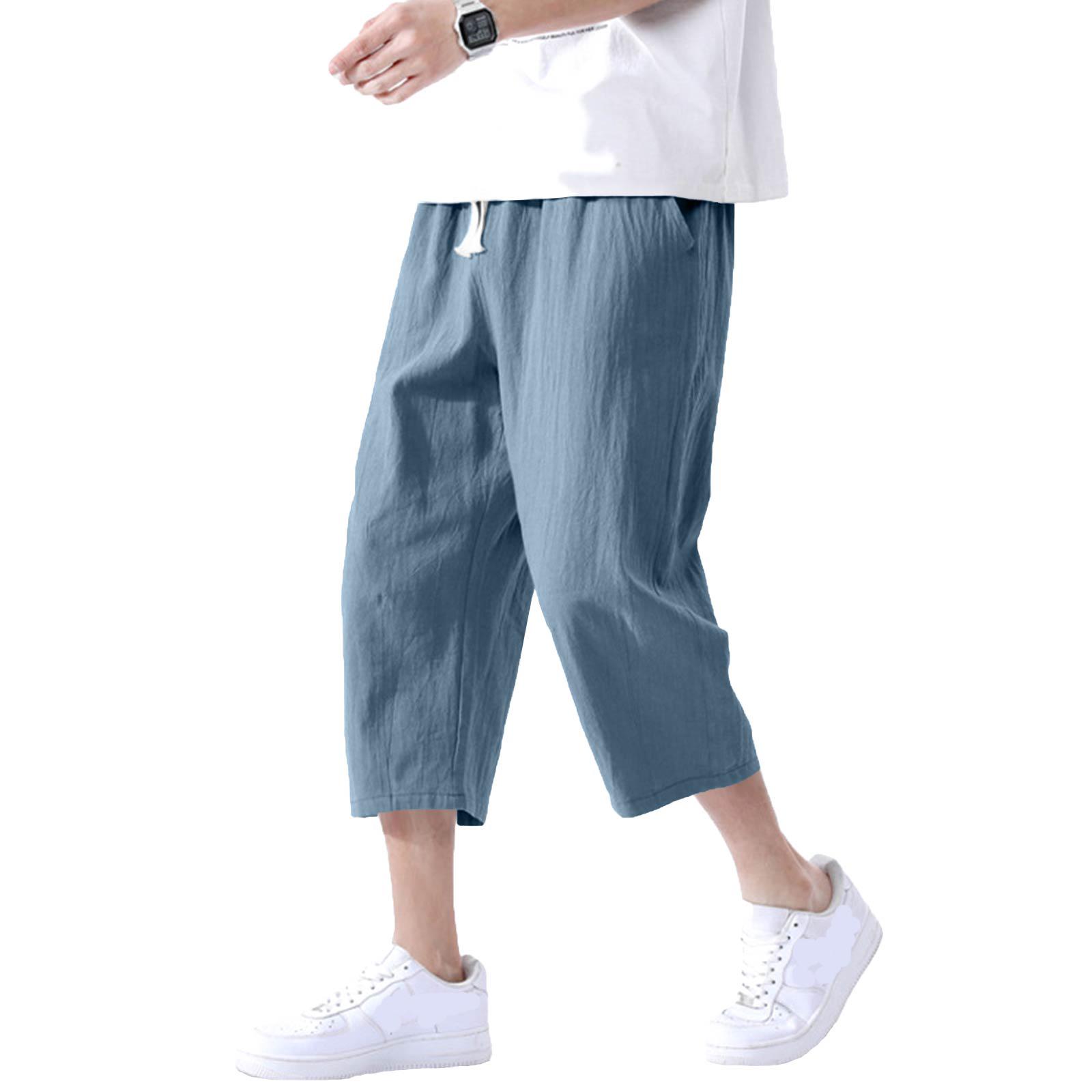

Men s Cotton And Linen Pants, Summer Pants, Beach Pants, Drawstring Elastic Waist XL