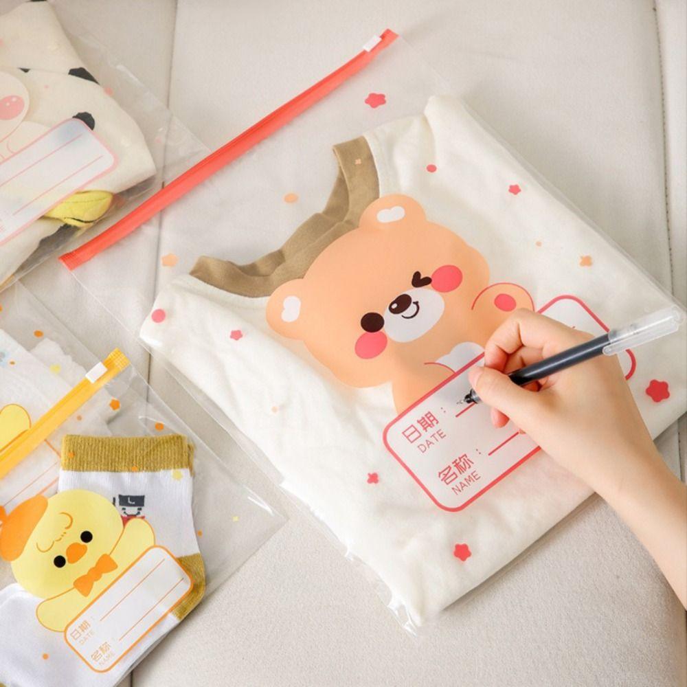 10PCS Cartoon Multi-size Classified Storage Bag Portable Travel Sealed Bag Baby Cloth/Diaper Pouch Multifunctional Organizer Bag