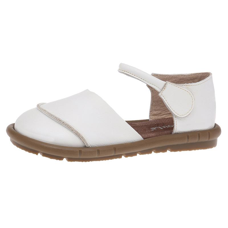 Roman sandals retro style Velcro 2025 summer new flat bottom large size round head women's shoes