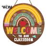 Farmhouse Classroom Sign Wooden Welcome for Door, to Our Round Smooth Surface Door Plaque Hanger, Front Hanging Sign, Back School Preschool Decoration