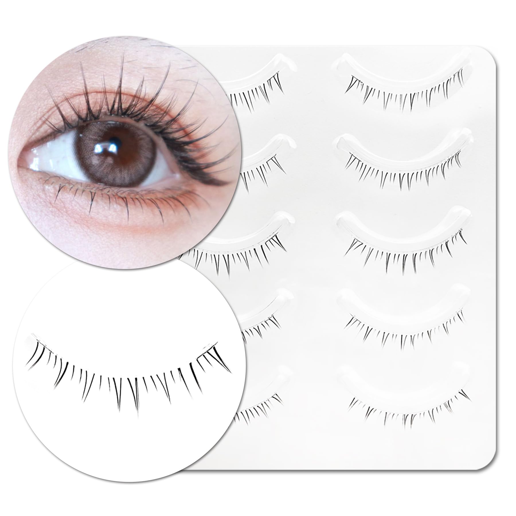 

Musegetes Lower Eyelashes, False Eyelashes, Transparent Band, Natural-looking Lower Eyelashes, High-Quality Fiber, Handmade, 5 Pairs x 13-1