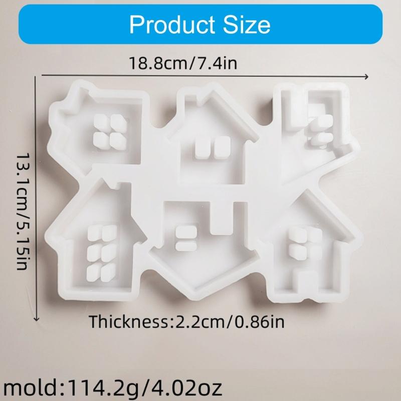 6-in-1 Haus Harz Silikonformen für Epoxidharz Kerze Heimdekoration Schokolade Fondant Zement Gips Silikonformen