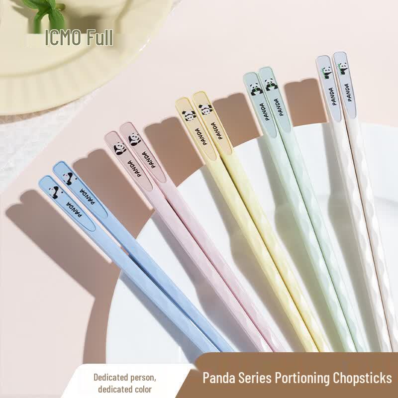 Kemando Cartoon Panda 5-Pair Alloy Chopsticks Set