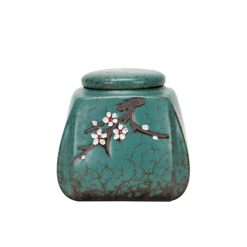 Vintage Plum Blossom Ceramic Tea Jar Sealed Coffee Candy Jar Antique Art Decorative Jars Storage Ornaments Home Decoration Gifts