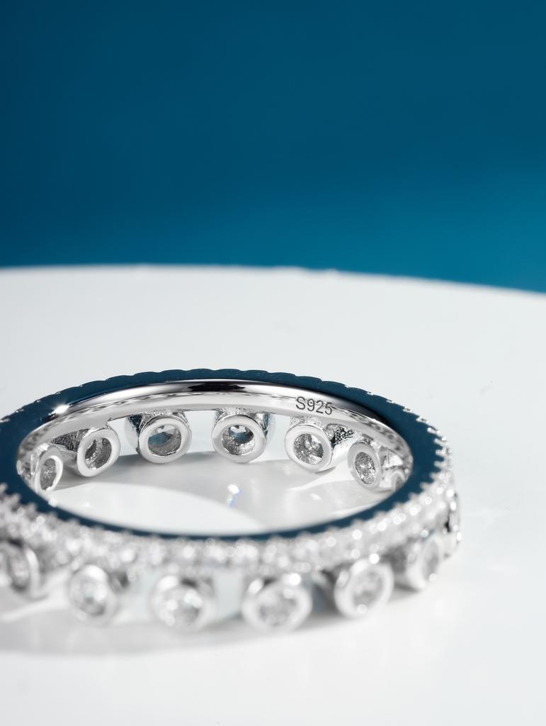 Dewdrop Diamond Ring Crown Shining 18K True Gold Electroplated Coating Full body 925 sterling silver Full of Elegance