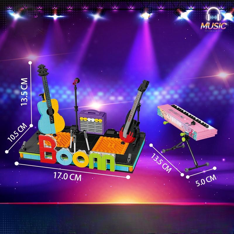 

KNEW BUILT Min Building Blocks Toy LED Punk Guitar-Desk Ornament for GirlsDIY Puzzle ToysCollectible for Instrument Enthusiast in bag
