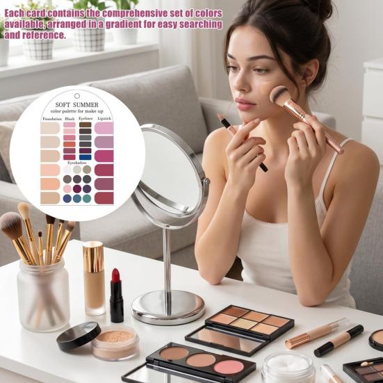 Farbtypanalyse Vorlagenkarten 2 Stück Sommer Set, Tragbare saisonale Palette Make-up Matching Guide Karte, Acryl Persönlich für Outfits & Saison