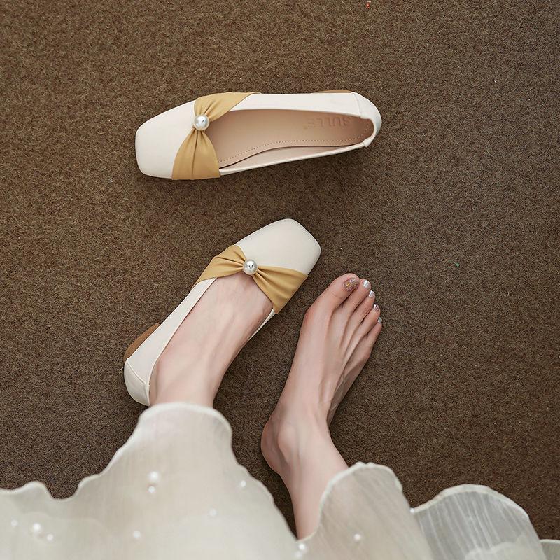 French Women's Square Toe Low-Cut Flat Moccasins - Versatile Soft Sole for Autumn 2025