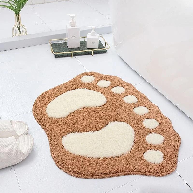 Cute Footprints Big Feet Bath Mats Pads Cartoon Style Toilet Non-slip Rug for Bathroom Carpet Floor Super Absorbent Mat Foot Rug