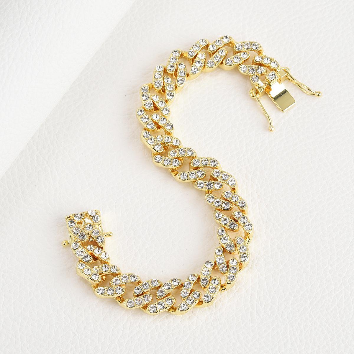 Timeless Classic Gold Full Diamond Cuban Chain Men s Necklace Fashionable Hip Hop Style Hip hop diamond Cuban chain&Diamond Cuban chain