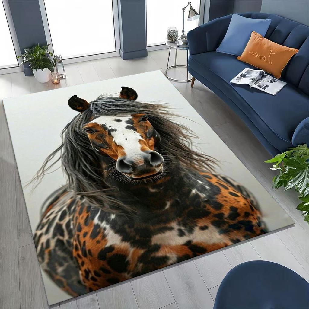 Traum Galopp Ross Pferd Mustang Cartoon Kunst Teppich Teppich für Schlafzimmer Wohnzimmer Sofa Haus Fußmatte Dekor, Kinder Rutschfeste Bodenmatte