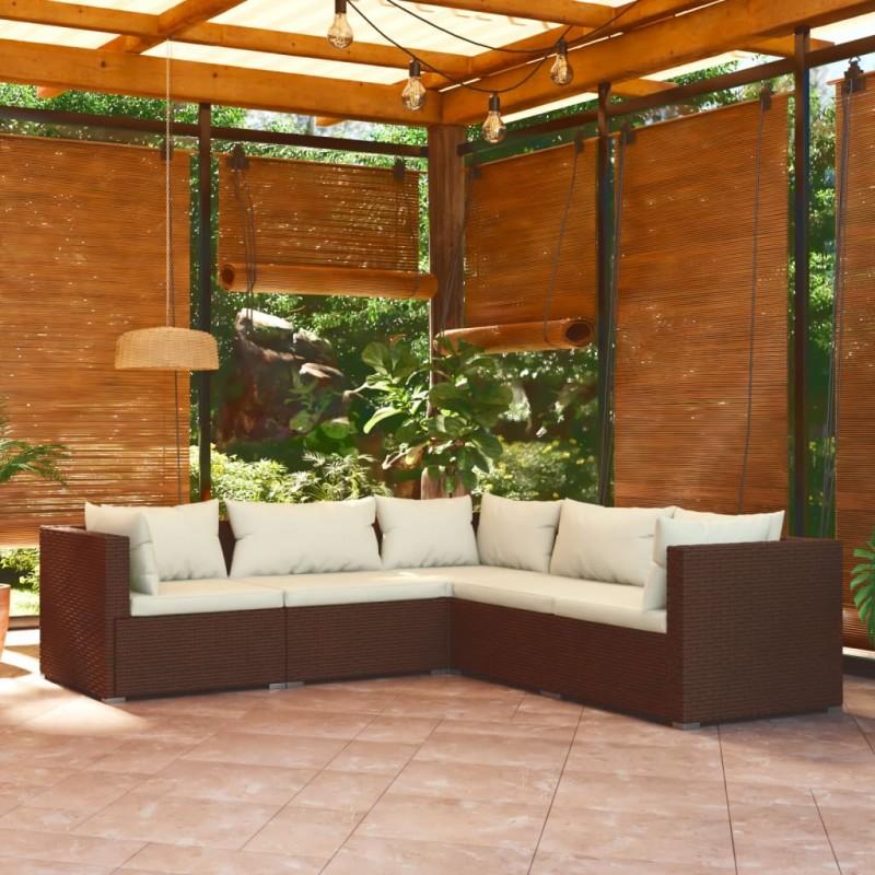 Day and Night - Day and Night 5-piece Garden Furniture Set and Brown Synthetic Rattan Cushions