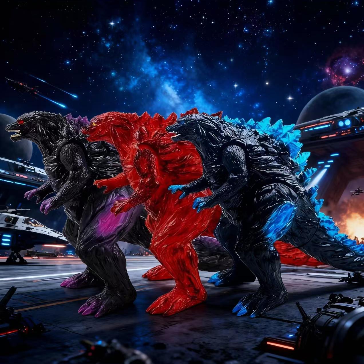 Fashnics Unisex Kids Planet Godzilla Action Figures 3 Colors Anime Figure Model Godzilla 16Cm Soft Glue Monster Doll Statue Ornaments Children Toys
