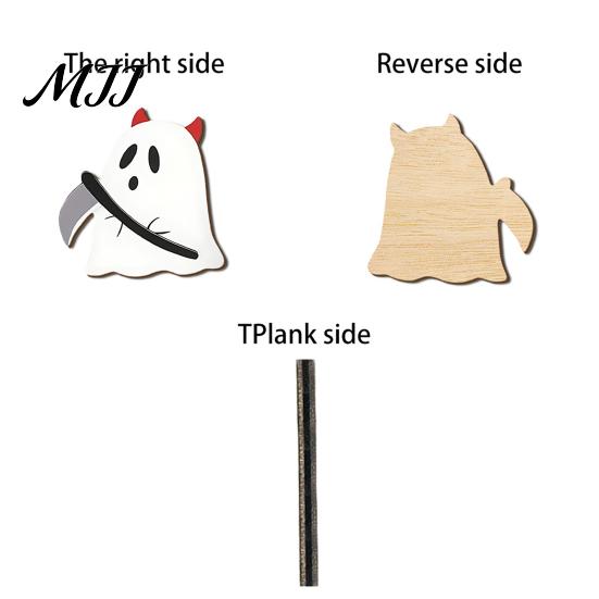 Punch Free Wall Storage Rack Halloween Themed Hook, Decorative Ghost Pattern Key Hanger, Self Wood Holder for Adhesive Backing Base Hook Bathroom