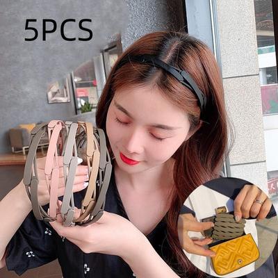 5PCS Portable Folding Hair Band Women Morandi Color Non-Slip Headband Korean Face Wash Hairband Girls Hair Accessories