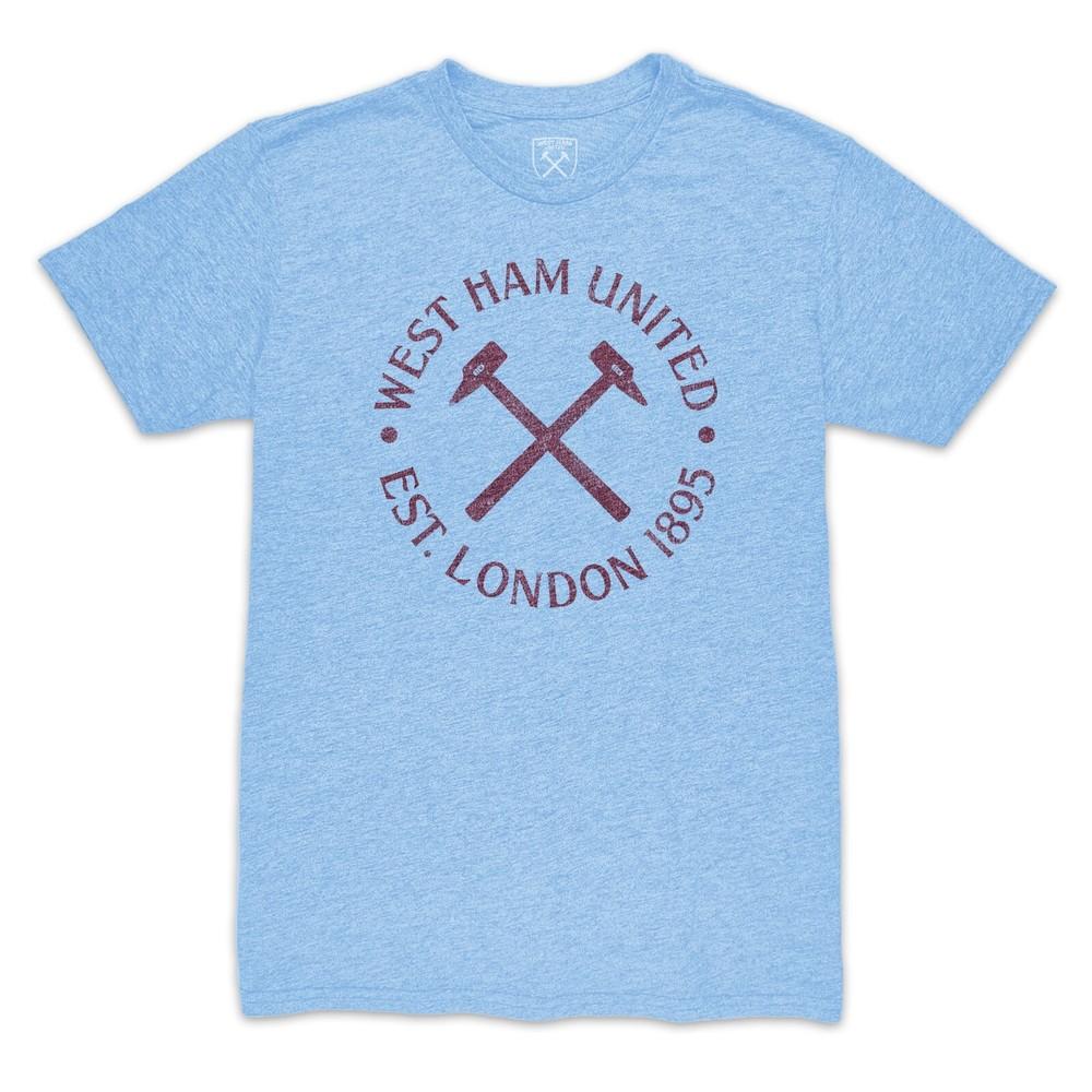 WEST HAM UNITED Винтажная Премиум Футболка Tri Blend - Небесно-Голубой - 1863FC Унисекс Футболка M