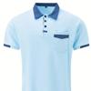 Men Short Sleeve Contrast Polo Shirt with Chest Pocket Casual Daily Wear