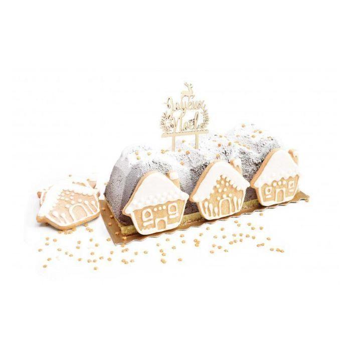 Décoration pour Bûche de Noël en bois Joyeux Noël