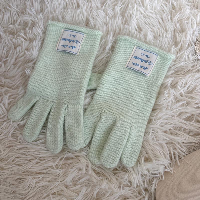 Nianke Women's Red Angora Knit Gloves - Winter Warm, Touch Screen Compatible, Five-Finger Design, and Cold-Proof for Christmas and New Year.