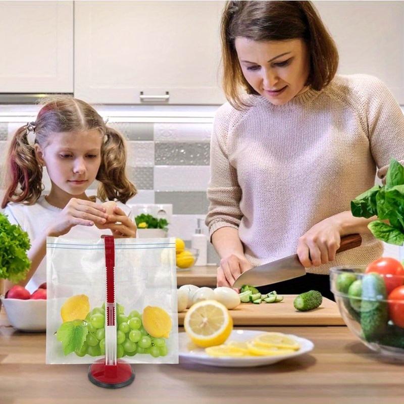 Stretchable Stand Holder for Sealing Bags, Prep Bags, Sandwich Holder, Kitchen Support Storage Bags, Adjustable Tension to Prevent Slipping
