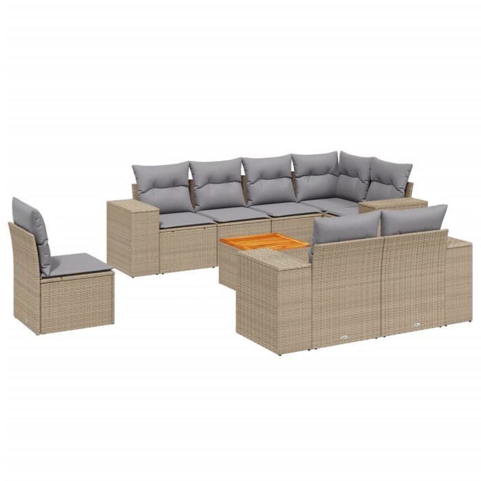 VidaXL Garden Lounge Set with Cushions 9 Pcs, Patio Sofas, Patio Furniture Set, Outdoor Furniture, Beige 3225541