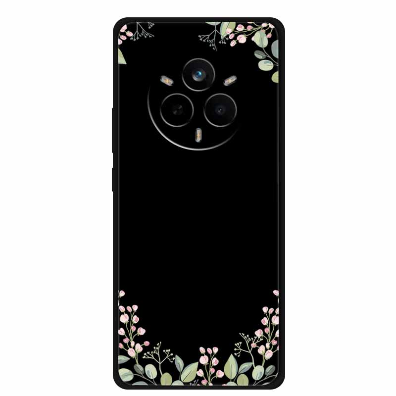 For Realme 14 Pro Case Luxury Phone Cover For Realme 14 Pro+ Cute Floral Black Silicone Soft Case TPU Funda Realme 14 Pro Plus