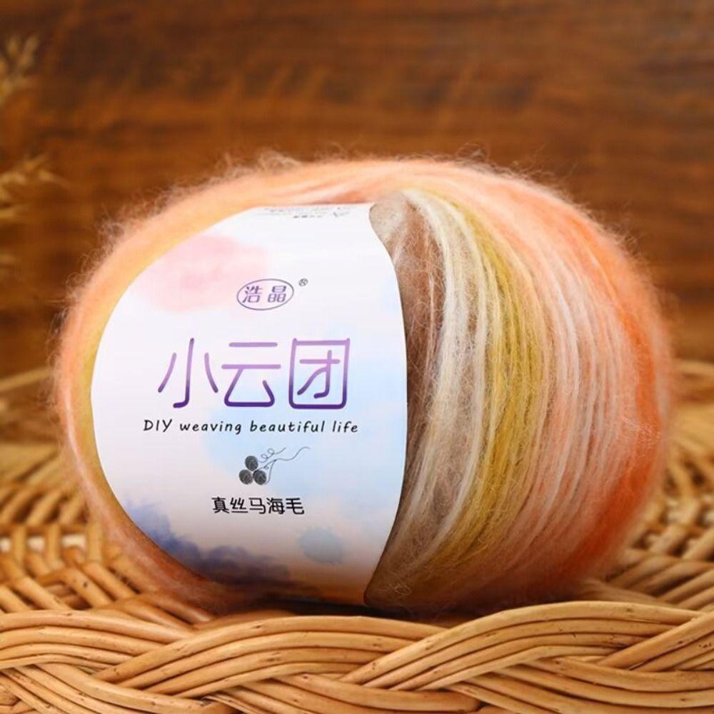 Gradient Crochet Yarn Mohair DIY Hand Knitting Durable Woven Thread  For Bag Blanket