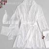 Sexy Summer New Mesh Perspective Women's Thin Long Lace Lace-up Nightgown Underwear Set