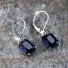 Luxury Female Blue Zircon Cross Hoop Earrings Fashion Silver Color Wedding  For Women