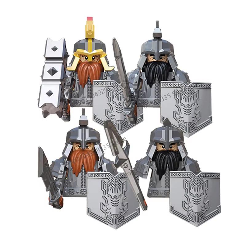 Medieval Knight Figures Building Blocks Elf Guard Dwarf Warrior Wild Boar Sheep Mount Fantasy Movie Character Soldier Bricks Toy