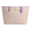 Coach City 33 Logo Print Coated Canvas Tote Bag Women tote bags Beige Purple CV976-IMY1K