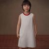 Hacikis Girls' Summer Herringbone Colorblock Sleeveless A-Line Dress