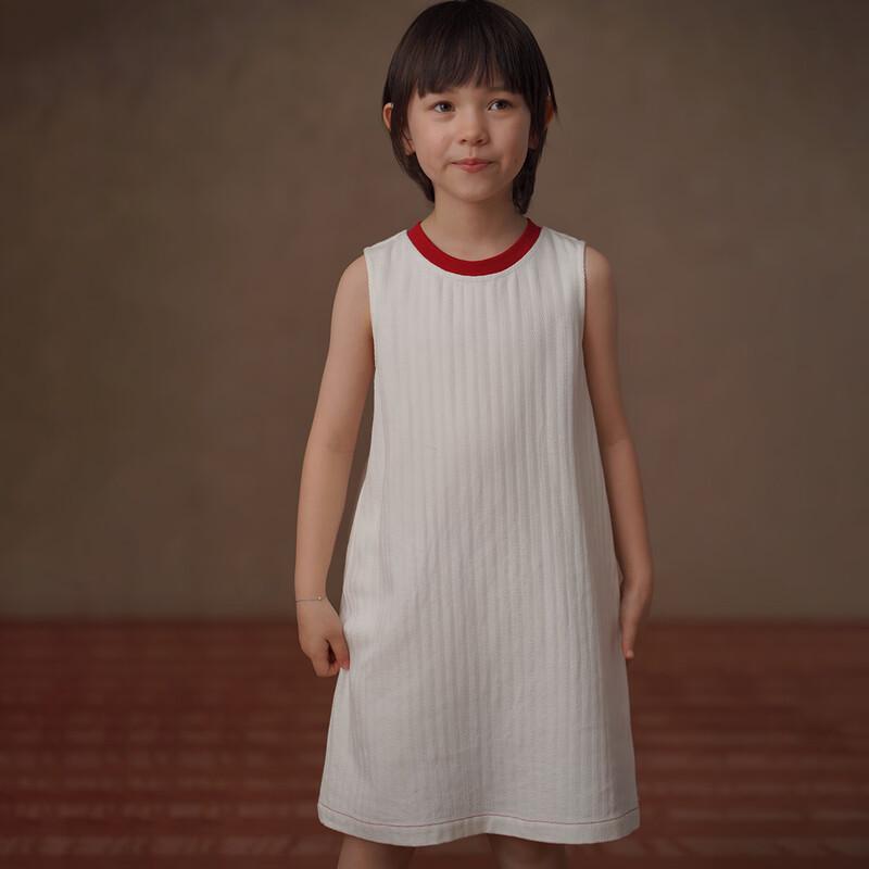 

Hacikis Girls Summer Herringbone Colorblock Sleeveless A-Line Dress 110