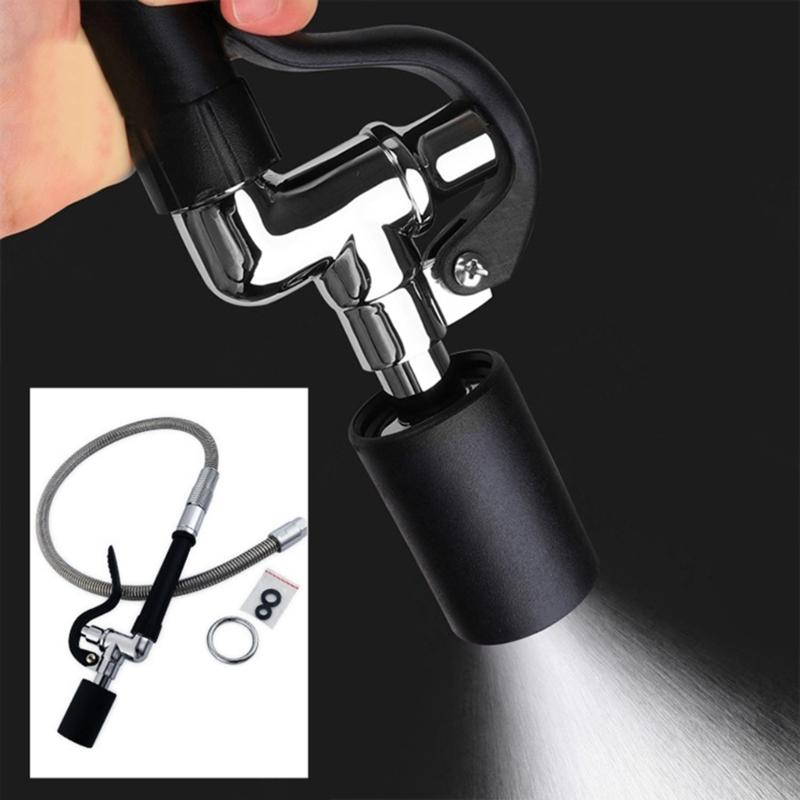 Industrial Restaurant Sink Faucets set 45" Flexible Hoses Black Sprayers set Pre-Rinses Hoses with Spray Valves for Sink
