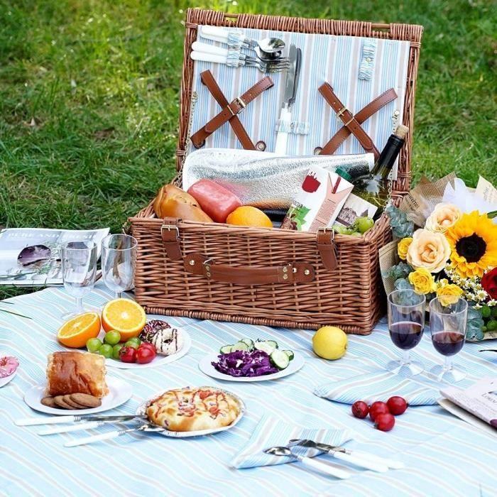 Happypicnic ensemble de panier de pique-nique en osier pour 4 personnes