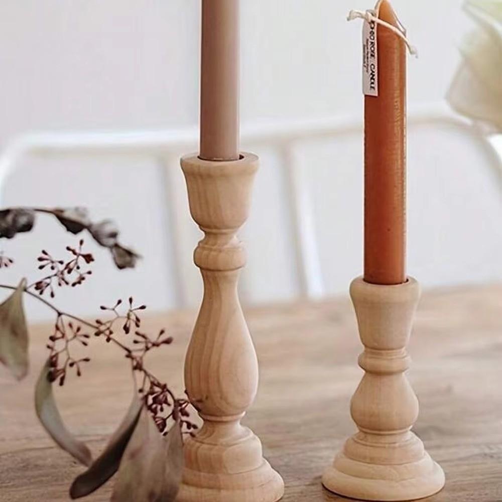 Handmade Wooden Candlesticks Rustic Taper Candle Stands Pillar Candle Stands  Home Table Decoration