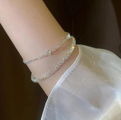 Shiny Colorful Crystal Bracelet Elastic Stretchy Bangle Sweet Jewelry