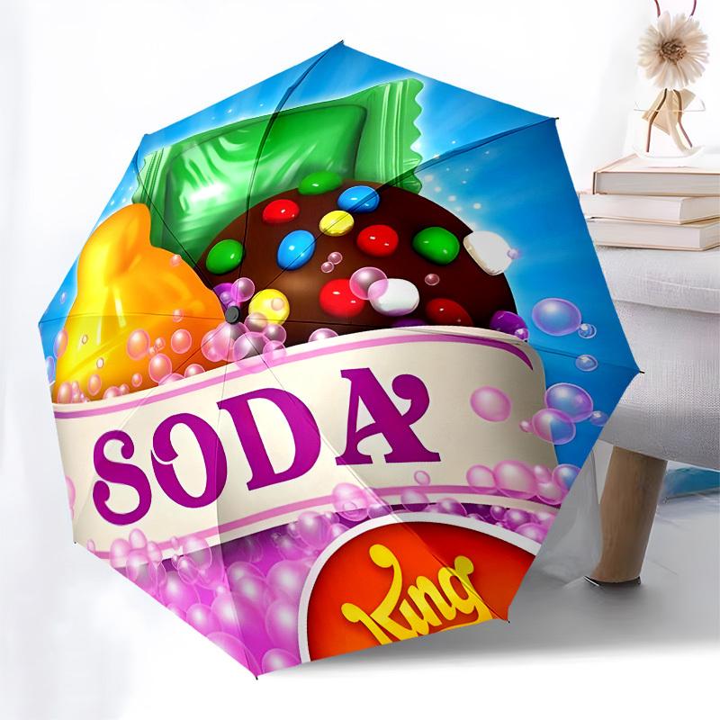 Candy Crush Soda Saga Automatic Opening and Closing, 8 rib Structure Portable Umbrella, Suitable for Men and Women in All Seasons  Perfect G