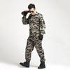 2Pcs/Set Lapel Long Sleeve Zipper Buttons Placket Cargo Coat Pants Men Multi Pockets Camouflage Print Work Training Outfit Male Clothing