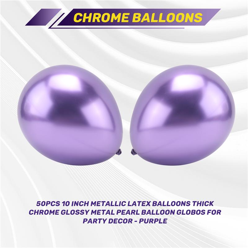 A96I-50Pcs 10 Inch Metallic Latex Balloons Thick Chrome Glossy Metal Pearl Balloon Globos For Party Decor