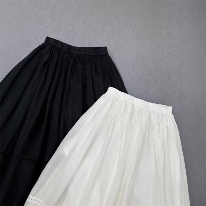 Johnature Elasticated Waist Summer Loose Retro Style Women Breathable Skirt Women