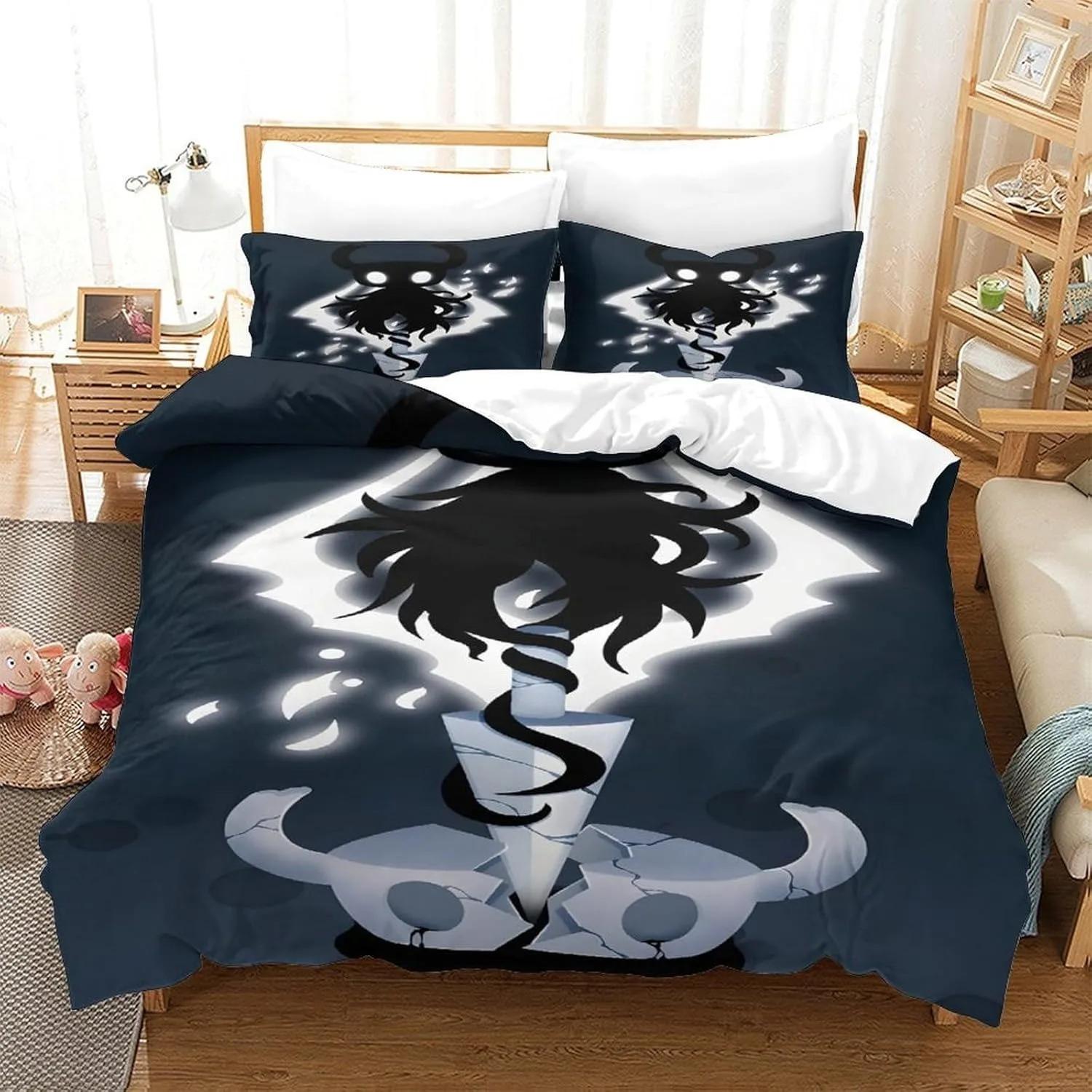 Catoon 3D Hollow Knight Ensemble de literie exquis, Ensemble housse de couette Ensemble de lit Housse de couette Taie d'oreiller, Taille King Queen Ensemble de literie Garçons 100x135cm (2pcs)